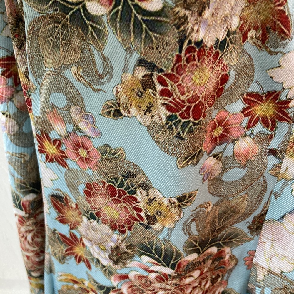 Urban Outfitters Light Blue Satin Slip Dress with Floral Accents - Picture 5 of 9